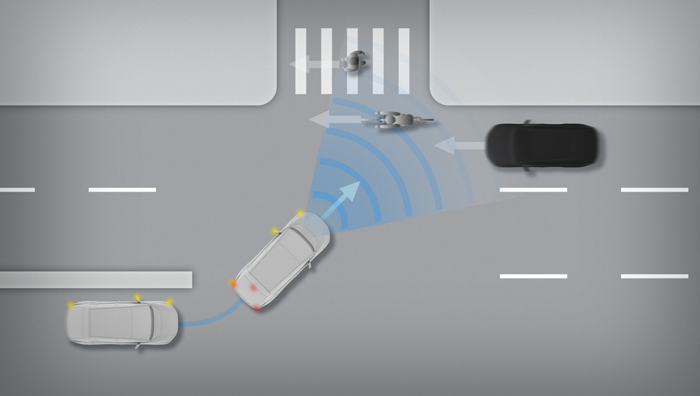Solterra 2027 avec système EyeSight® balayant la route devant.